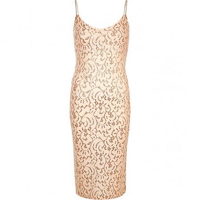 River Island light pink glitter lace cami dress. Evening dresses ~ party fashion ~ going out ~ slip style ~ strappy - flipped