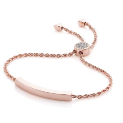 Monica Vinader Linear Chain Bracelet Rose Gold Plated Vermeil on Sterling Silver. Womens jewellery | narrow bracelets - flipped