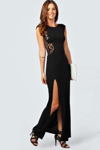 boohoo Maddie lace back maxi dress in black from boohoo.com. Party dresses / evening wear / going out fashion - flipped