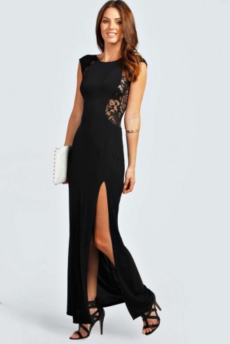 boohoo Maddie lace back maxi dress in black from boohoo.com. Party dresses / evening wear / going out fashion