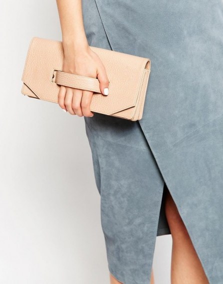 Luxe looks ~ Matt & Nat Abiko Fold Over Clutch with Hand Grab. Luxury looking handbags ~ fashion accessories ~ pale pink bags - flipped