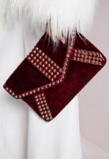 Affordable luxe ~ Missguided burgundy metal trim clutch bag ~ luxury style evening bags ~ going out handbags
