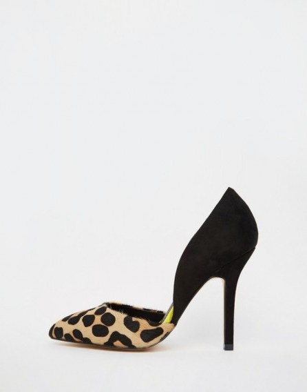 Miss KG Ashley pony effect leopard print shoes. Animal prints | high heels | going out | evening footwear | stiletto heeled pumps - flipped
