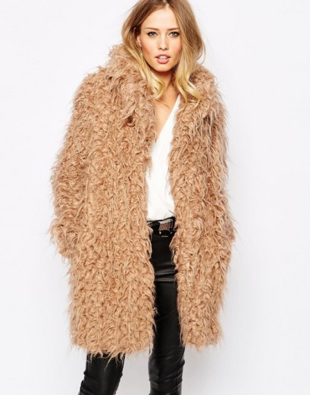 Supertrash Orson Shaggy Coat in Biscuit. Autumn / winter fashion – fluffy coats – womens outerwear