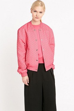 Peter Jensen – pink jacquard bomber jacket. Womens casual jackets | designer fashion