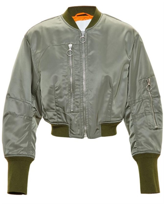 3.1 PHILLIP LIM Cropped Bomber Jacket Khaki green. Womens jackets | casual outerwear | weekend fashion