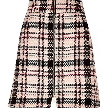 River Island pink check A-line mini skirt. womens skirts ~ fashion - flipped