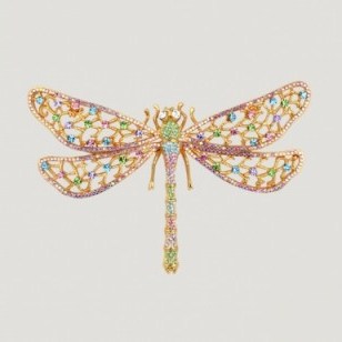 Pretty pink crystal dragonfly brooch from Butler & Wilson. Fashion jewellery | coloured brooches - flipped