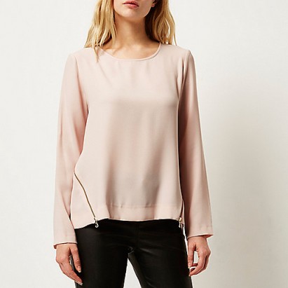 River Island pink zip side top. Zipped tops ~ blouses