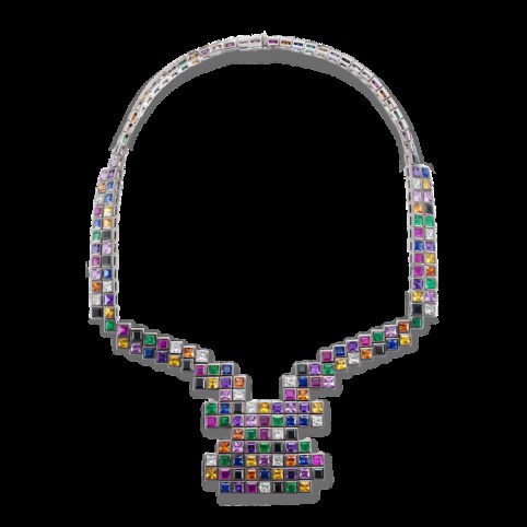 Random necklace by Solange Azagury-Partridge includes diamonds, emeralds, rubies, amethysts & pink sapphires…this is a real statement piece and I would love it! #makeastatement #designernecklaces #boldjewellery - flipped