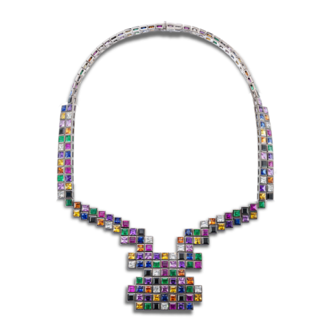 Random necklace by Solange Azagury-Partridge includes diamonds, emeralds, rubies, amethysts & pink sapphires…this is a real statement piece and I would love it! #makeastatement #designernecklaces #boldjewellery