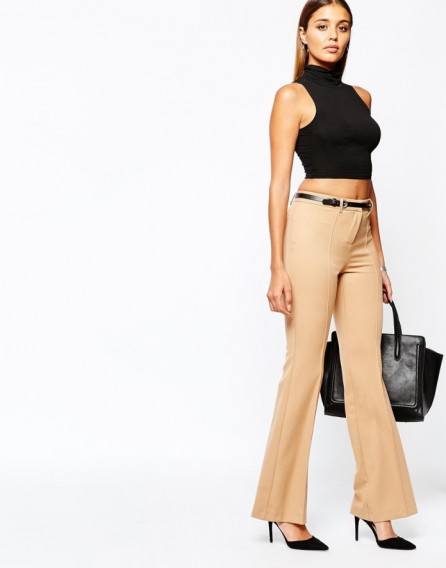 River Island belted tailored flare in camel. Flared pants | womens trousers | smart fashion | workwear | office clothing