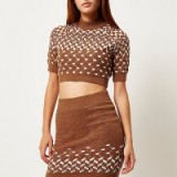 River Island rust brown knitted metallic cropped top. Crop tops / co-ords / fashion sets / autumn – winter fashion / womens knitwear / going out jumpers