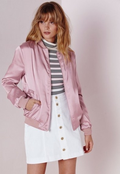 Casual luxe ~ Missguided mauve satin bomber jacket ~ luxury look ~ affordable fashion ~ womens jackets - flipped