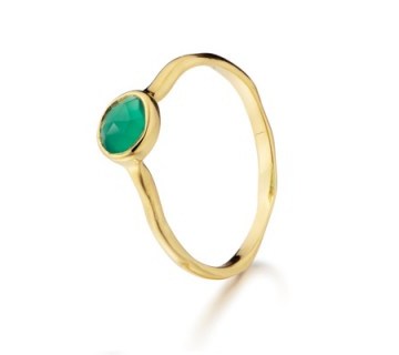 Monica Vinader Siren Small Stacking Ring with a green onyx stone. Delicate jewellery | stacking rings | gemstone jewelry - flipped