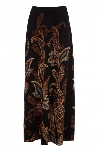 Warehouse paisley maxi skirt. autumn-winter fashion – long 70s style skirts – warm floral prints – autumnal colours – 70’s vibe - flipped