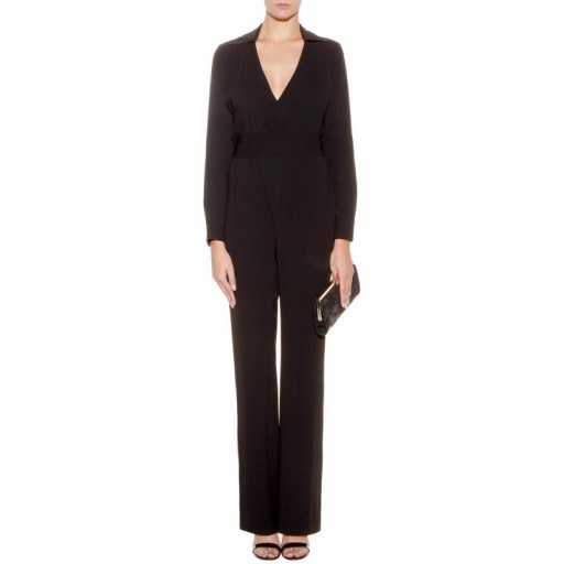 Diane von Furstenberg Stacy Crepe Jumpsuit in Black – as worn by Lauren Hutton out in August with Spencer Matthews. Celebrity fashion | what celebrities wear | designer jumpsuits | MIC style - flipped