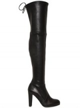 Kourtney Kardashian style at NYFW ~ Stuart Weitzman Highland Stretch Nappa Boots in Black. Over the knee boots | celebrity fashion | autumn ~ winter footwear