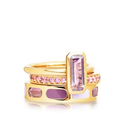 Astley Clarke SUM OF ALL PARTS PRISMIC RING STACK with Amethysts ~ purple gemstones ~ gemstone rings ~ jewellery - flipped