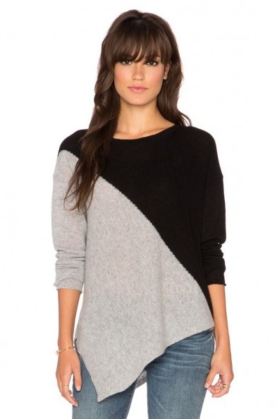 360 Sweater – black & grey asymmetric jumper from revolveclothing.com. Womens knitwear | knitted fashion | uneven hem jumpers | autumn – winter sweaters - flipped