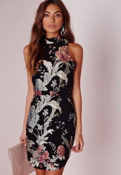 Missguided Oriental floral tapestry high neck mini dress. Party fashion ~ evening dresses ~ going out - flipped