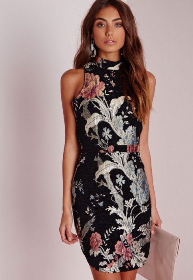 Missguided Oriental floral tapestry high neck mini dress. Party fashion ~ evening dresses ~ going out