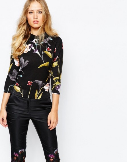 This pretty floral Ted Baker jumper can be easily dressed up or down…a great style statement for the colder months. Womens jumpers | knitwear | flower print sweaters
