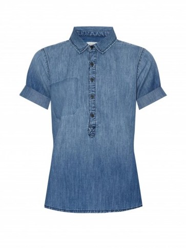 CURRENT/ELLIOTT The Popover ombré denim shirt. Womens tops | mid-blue denim blouses | casual designer shirts - flipped