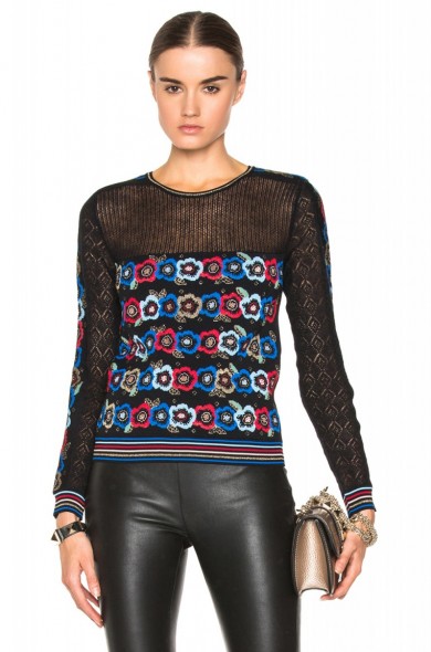 Valentino floral jacquard sweater in black. Designer knitwear | womens autumn – winter fashion | fine knitted jumpers