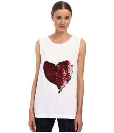 Vivienne Westwood Anglomania Soley sequin heart vest – as worn by Gwen Stefani out in Los Angeles, 27 September 2015. Casual celebrity fashion | star style | designer tanks | womens tops | what celebrities wear  #
