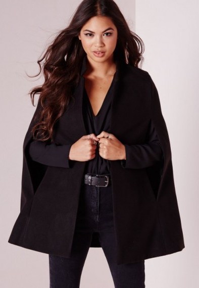 Missguided wool blazer cape in black. Womens coats | autumn-winter outerwear | on-trend capes - flipped