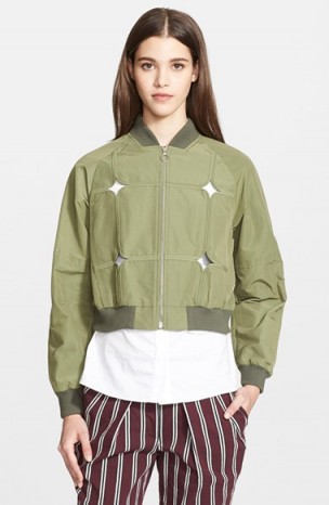 Yigal Azrouël khaki cut out bomber jacket. Casual style | weekend fashion | designer jackets
