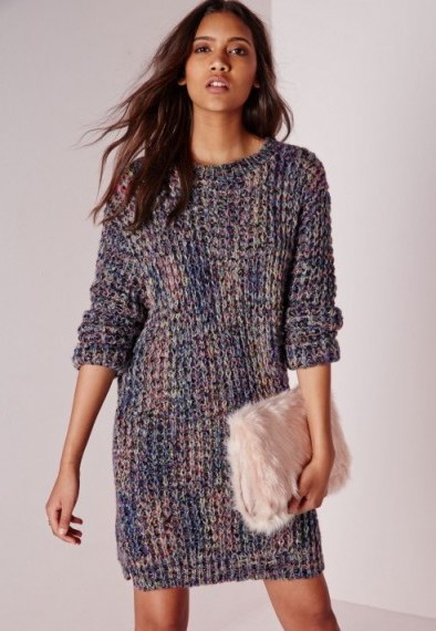 Missguided mixed yarn jumper dress. autumn / winter dresses – knitted fashion – womens knitwear - flipped