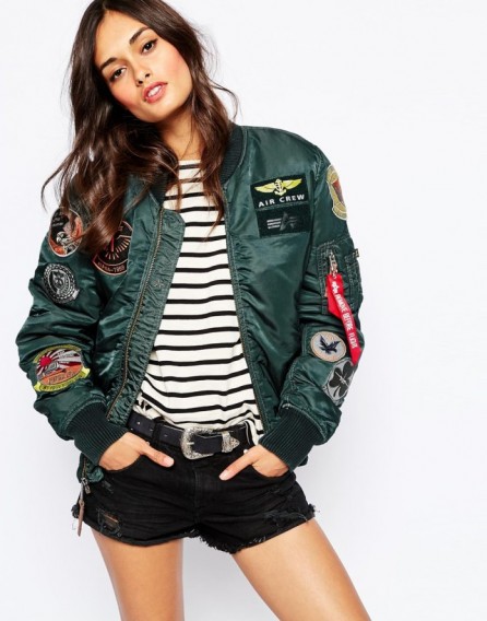 Alpha Industries Ma1 Pilot Bomber Jacket With All Over Patch Detail ...