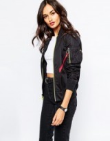 Alpha Industries Ma1 Soft Shell Bomber Jacket in black. Womens casual jackets | weekend fashion | autumn/winter trends