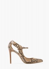 MANGO animal pattern stiletto brown. Snake prints – high heeled shoes – cut out Mary Janes – Mary Jane heels