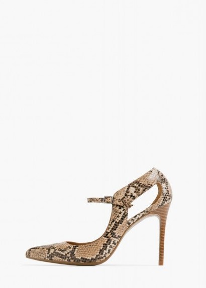 MANGO animal pattern stiletto brown. Snake prints – high heeled shoes – cut out Mary Janes – Mary Jane heels - flipped