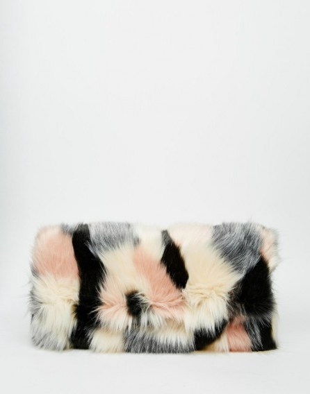 Luxe style bags – ASOS Co-ord Faux Fur Blocked Clutch Bag. Luxury looks ~ fluffy handbags ~ accessories - flipped