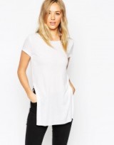 ASOS Longline Top with Side Splits in white. Womens casual tops | round neck tees