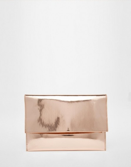 ASOS Metallic Fold Over Clutch Bag – metallic evening bags – copper metallics