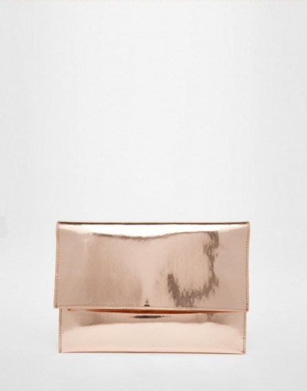 Affordable luxe…ASOS Metallic Fold Over Clutch Bag copper. Luxury looks ~ occasion bags ~ evening handbags - flipped