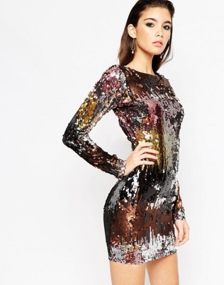 ASOS NIGHT Embellished Ombre Mini Dress. Sequined party dresses – embellished evening wear – going out glamour – sequins - flipped