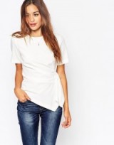 ASOS Origami T-Shirt In Crepe in ivory. Wrap style tops | womens t-shirts | stylish tees
