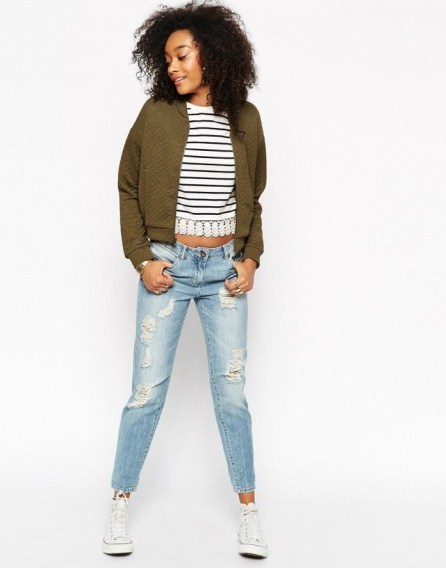 ASOS Premium Quilted Bomber in khaki. Womens casual jackets | weekend fashion - flipped
