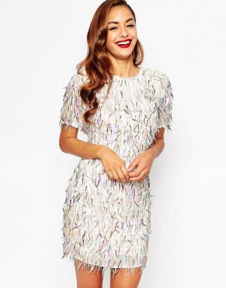 ASOS RED CARPET Embellished Fringed T-Shirt Dress. Luxe style dresses ~ luxury looks ~ occasion fashion - flipped