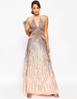 ASOS RED CARPET 30’s Deep Plunge Rose Sequin Maxi Dress. Luxe occasion dresses ~ luxury style gowns ~ sequins ~ sequined embellished