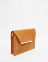 Affordable luxe…ASOS Vintage Leather Cross Body Bag With Metal Bar tan. luxury looks ~ handbags ~ suede bags