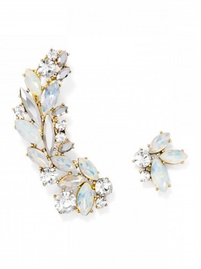 Olivia Palermo x Bauble Bar Asymmetrical Wanderer Ear Crawler Set. Floral earrings | ear cuffs | celebrity fashion jewellery | statement jewelry - flipped