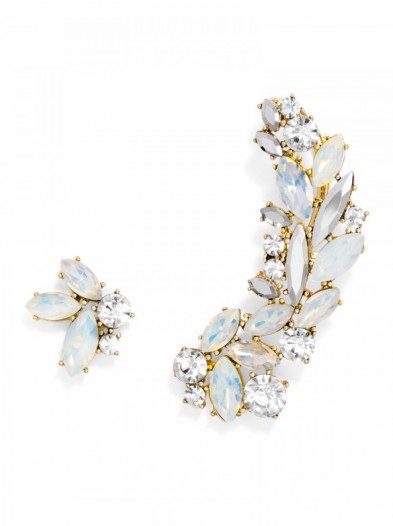 Olivia Palermo x Bauble Bar Asymmetrical Wanderer Ear Crawler Set. Floral earrings | ear cuffs | celebrity fashion jewellery | statement jewelry