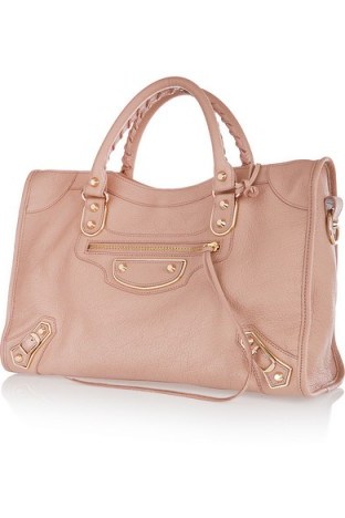 BALENCIAGA Holiday Collection City medium textured-leather tote rose. Luxury handbags | designer bags - flipped
